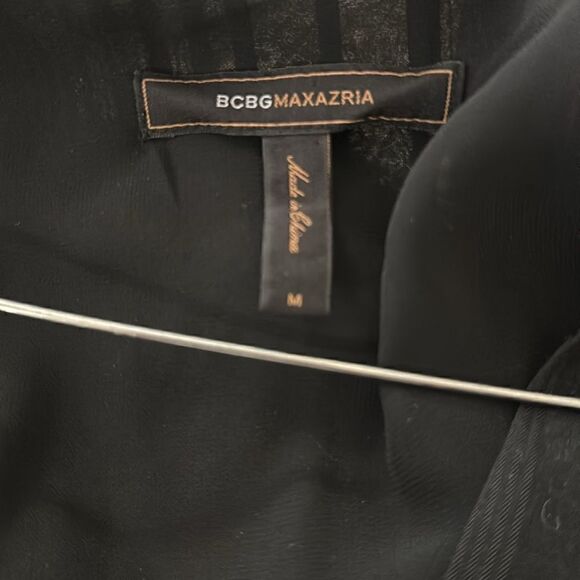 BCBGMAXAZRIA VNECK RAYON & SILK MINI DRESS BLACK M - Picture 4 of 4